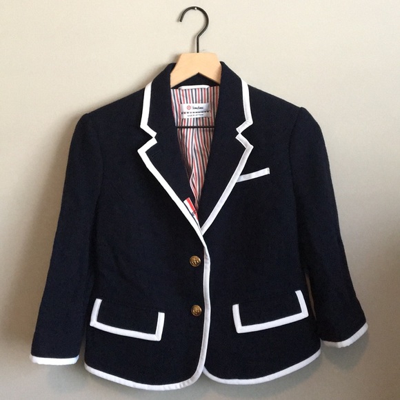 Neiman Marcus Jackets & Blazers - Neiman Marcus Thom Browne Navy Wool Cropped Blazer